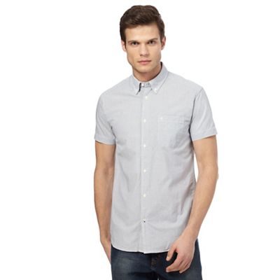 White micro-gingham short-sleeved shirt